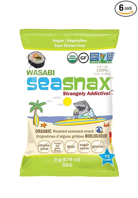 SeaSnax Organic Roasted Seaweed Snack – Classic Olive Oil