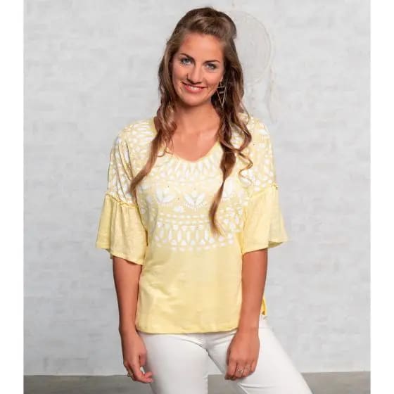 Spirit of OM Linen shirt Happy Sun (yellow)