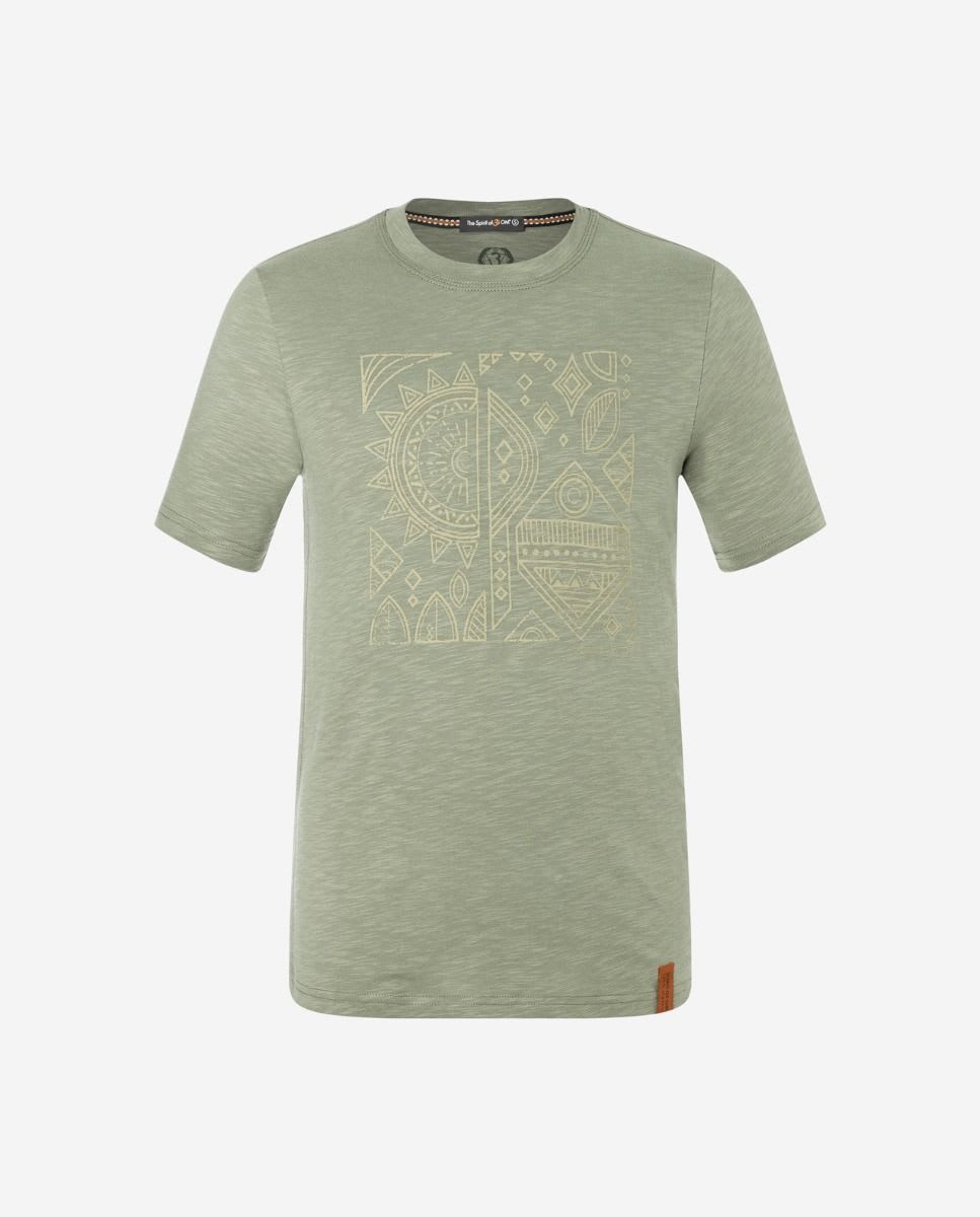 Sage Green Ethnic Print Shirt with Black Tourmaline